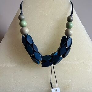 Wooden Handmade Statement Necklace NWT